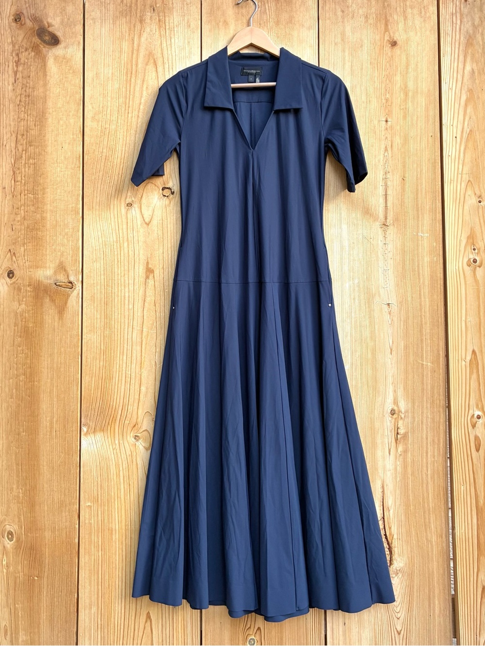 Donna Karan Weekend NWOT Stretch Knit Elbow-Sleeve Polo Navy Blue Dress Sz 4 - Picture 3 of 7